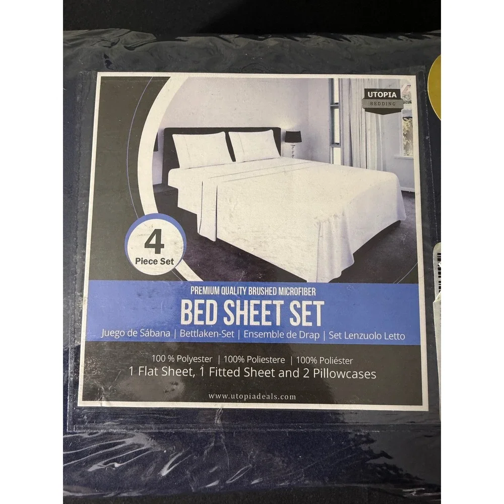 Utopia Bedding‎ Bed Sheet Set King Navy New Brushed Microfiber 4 Piece Set